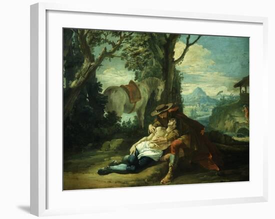 The Good Samaritan - Samaritan Helping Wounded Robbed Man-Domenico Fontebasso-Framed Giclee Print