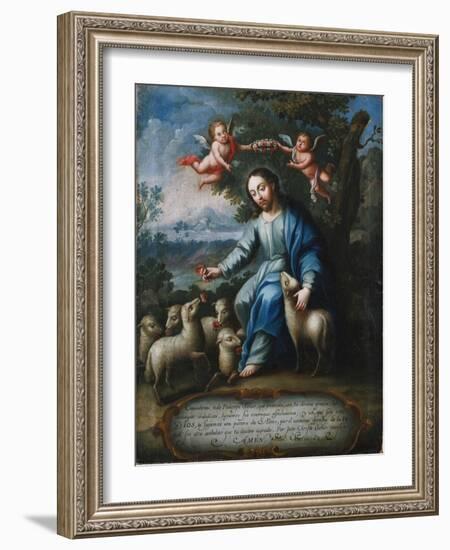 The Good Shepherd, El Buen Pastor, 1765-Miguel Cabrera-Framed Giclee Print