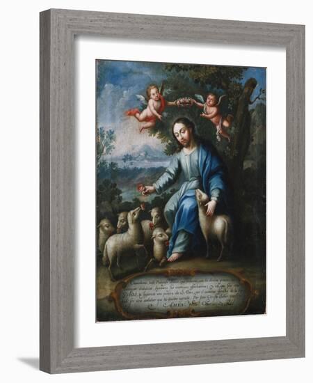 The Good Shepherd, El Buen Pastor, 1765-Miguel Cabrera-Framed Giclee Print