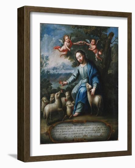 The Good Shepherd, El Buen Pastor, 1765-Miguel Cabrera-Framed Giclee Print