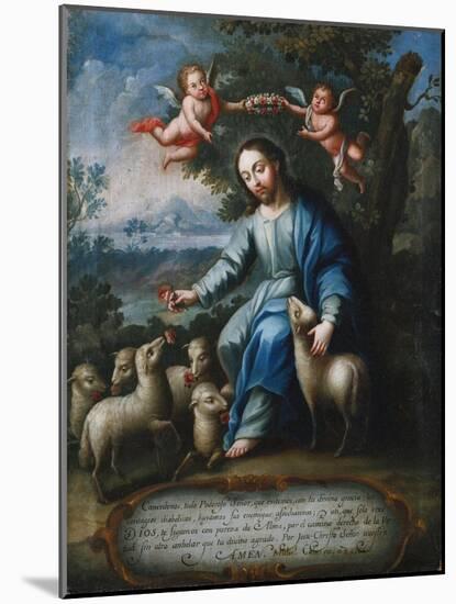 The Good Shepherd, El Buen Pastor, 1765-Miguel Cabrera-Mounted Premium Giclee Print