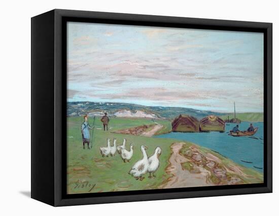 The Goose Girl-Alfred Sisley-Framed Premier Image Canvas