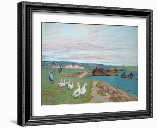 The Goose Girl-Alfred Sisley-Framed Giclee Print