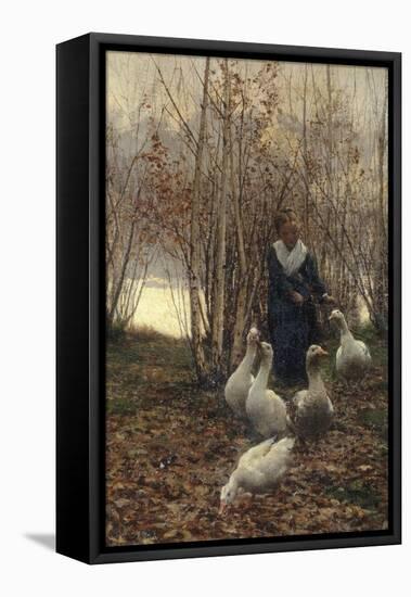The Goose Maiden-Brittany, 1881-Alfred Edward Emslie-Framed Premier Image Canvas