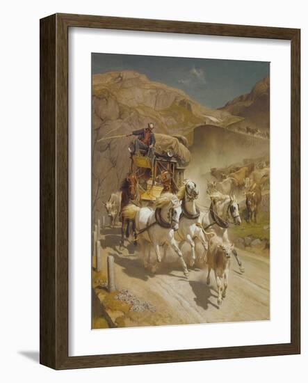 The Gotthard Pass Post Coach, 1873-Rudolf Koller-Framed Giclee Print