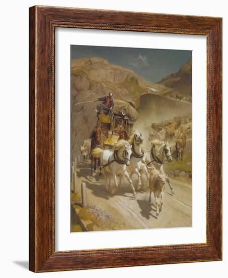 The Gotthard Pass Post Coach, 1873-Rudolf Koller-Framed Giclee Print