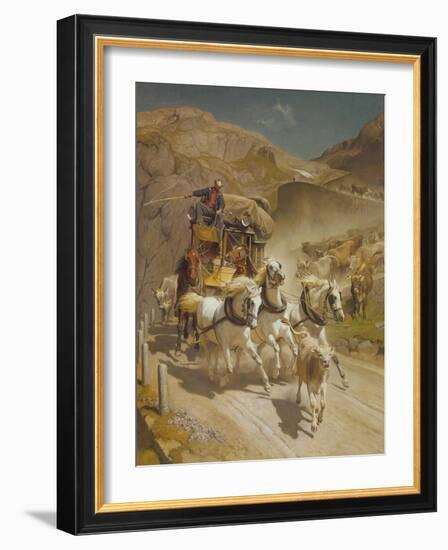 The Gotthard Pass Post Coach, 1873-Rudolf Koller-Framed Giclee Print