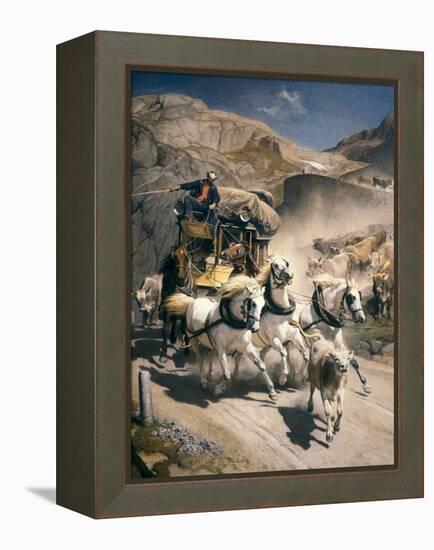 The Gotthard Post-Rudolf Koller-Framed Stretched Canvas