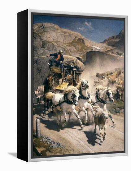 The Gotthard Post-Rudolf Koller-Framed Stretched Canvas