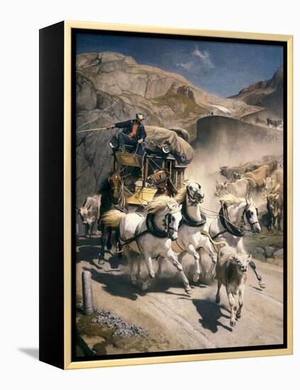 The Gotthard Post-Rudolf Koller-Framed Stretched Canvas