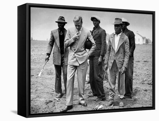 The Governor of the Bahamas Duke of Windsor Visiting with Bahamian Farm Laborers During WWII-Peter Stackpole-Framed Premier Image Canvas