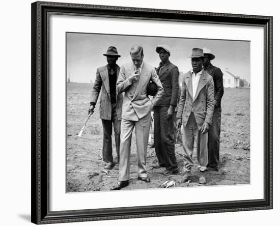 The Governor of the Bahamas Duke of Windsor Visiting with Bahamian Farm Laborers During WWII-Peter Stackpole-Framed Premium Photographic Print