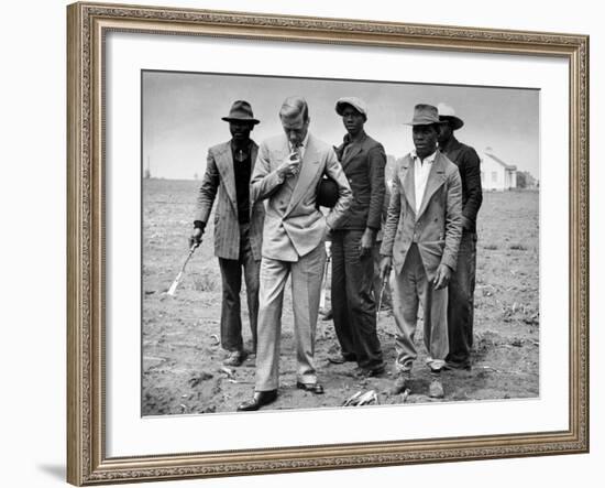 The Governor of the Bahamas Duke of Windsor Visiting with Bahamian Farm Laborers During WWII-Peter Stackpole-Framed Premium Photographic Print