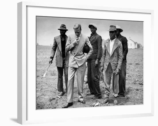 The Governor of the Bahamas Duke of Windsor Visiting with Bahamian Farm Laborers During WWII-Peter Stackpole-Framed Premium Photographic Print