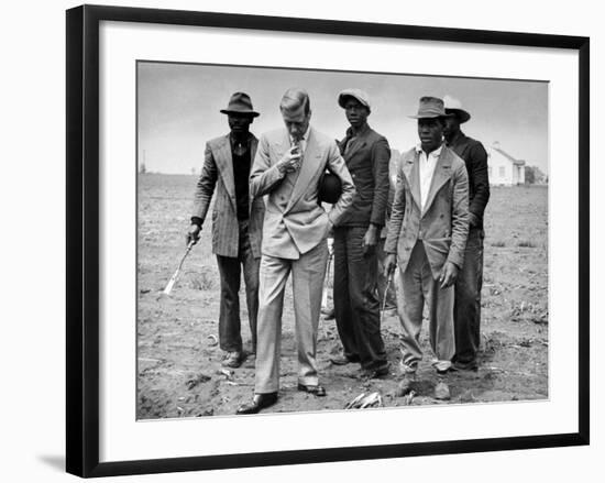 The Governor of the Bahamas Duke of Windsor Visiting with Bahamian Farm Laborers During WWII-Peter Stackpole-Framed Premium Photographic Print