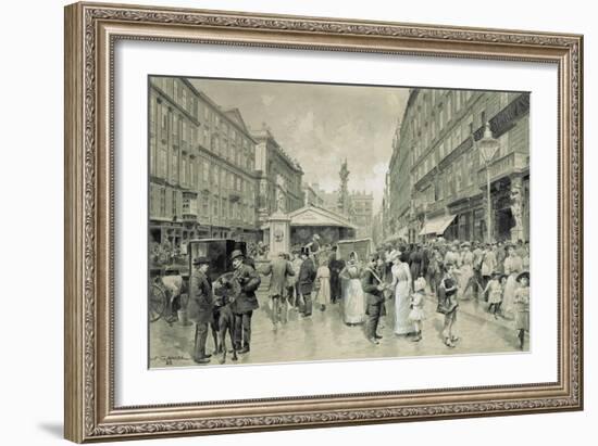 The " Graben", central square in downtown Vienna. In the background the plague column 1888.-Wilhelm Gause-Framed Giclee Print