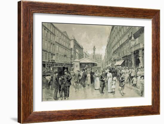 The " Graben", central square in downtown Vienna. In the background the plague column 1888.-Wilhelm Gause-Framed Giclee Print