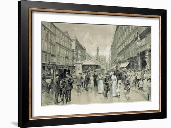 The " Graben", central square in downtown Vienna. In the background the plague column 1888.-Wilhelm Gause-Framed Giclee Print