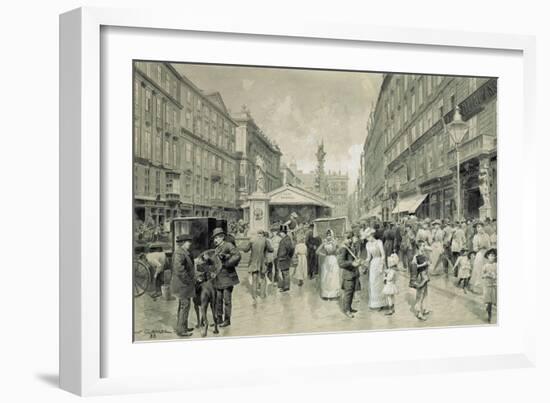 The " Graben", central square in downtown Vienna. In the background the plague column 1888.-Wilhelm Gause-Framed Giclee Print