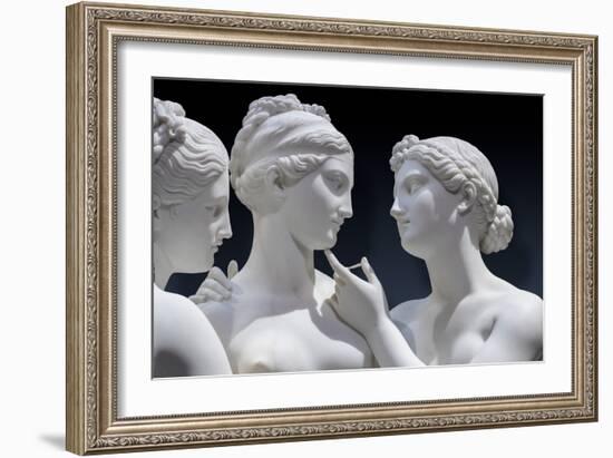 The Graces and Cupid, Detail of the Embrace, and Faces and Gazes, 1820-22 (Carrara Marble)-Bertel Thorvaldsen-Framed Giclee Print