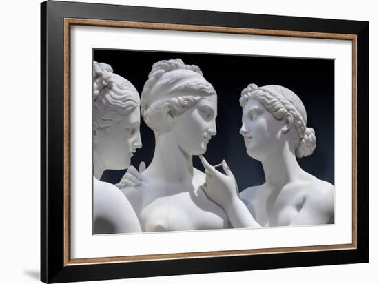 The Graces and Cupid, Detail of the Embrace, and Faces and Gazes, 1820-22 (Carrara Marble)-Bertel Thorvaldsen-Framed Giclee Print