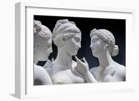 The Graces and Cupid, Detail of the Embrace, and Faces and Gazes, 1820-22 (Carrara Marble)-Bertel Thorvaldsen-Framed Giclee Print