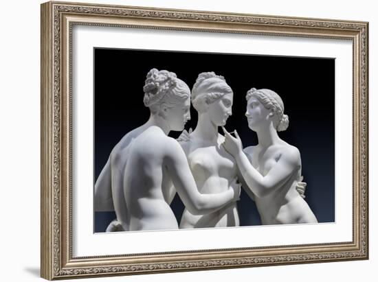 The Graces and Cupid, Detail of the Embrace, and Faces and Gazes, 1820-22 (Carrara Marble)-Bertel Thorvaldsen-Framed Giclee Print