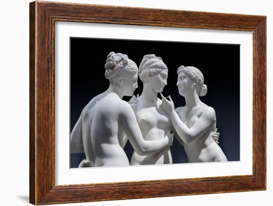 The Graces and Cupid, Detail of the Embrace, and Faces and Gazes, 1820-22 (Carrara Marble)-Bertel Thorvaldsen-Framed Giclee Print