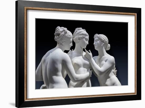 The Graces and Cupid, Detail of the Embrace, and Faces and Gazes, 1820-22 (Carrara Marble)-Bertel Thorvaldsen-Framed Giclee Print