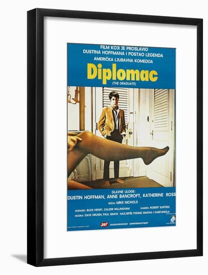 The Graduate, (aka Diplomac), Yugoslavian poster, Dustin Hoffman, 1967-null-Framed Art Print