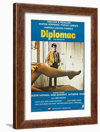 The Graduate, (aka Diplomac), Yugoslavian poster, Dustin Hoffman, 1967-null-Framed Art Print