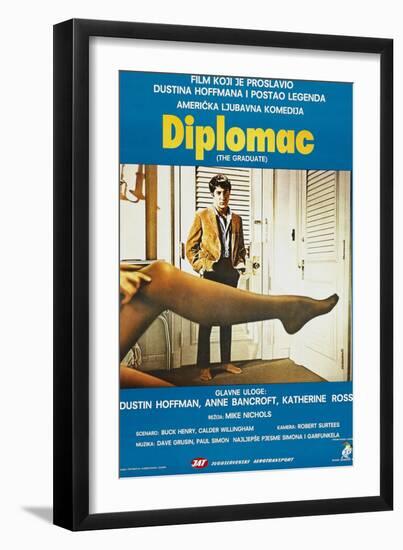 The Graduate, (aka Diplomac), Yugoslavian poster, Dustin Hoffman, 1967-null-Framed Art Print