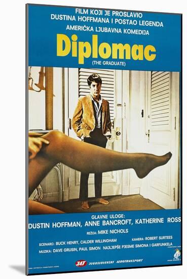 The Graduate, (aka Diplomac), Yugoslavian poster, Dustin Hoffman, 1967-null-Mounted Art Print