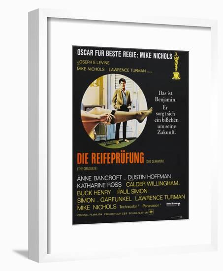 The Graduate (Die Reifeprufung), German poster, Dustin Hoffman, 1967-null-Framed Art Print