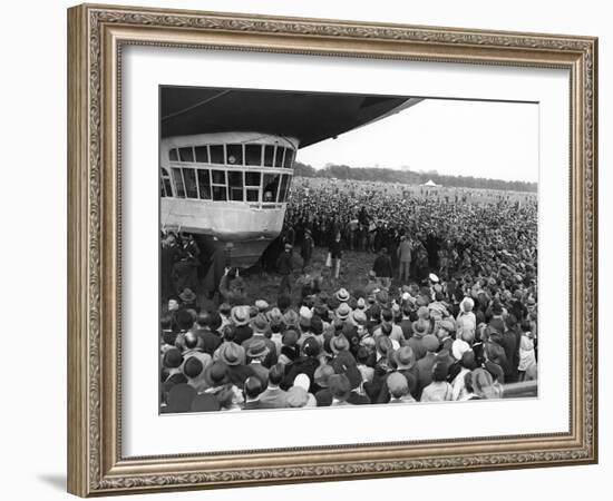 The Graf Zeppelin Airship at Hanworth Aerodrome Surrounded by Onlookers, 1931-null-Framed Photographic Print