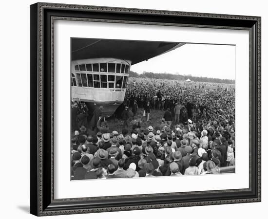 The Graf Zeppelin Airship at Hanworth Aerodrome Surrounded by Onlookers, 1931-null-Framed Photographic Print