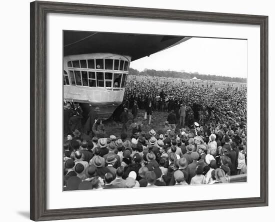 The Graf Zeppelin Airship at Hanworth Aerodrome Surrounded by Onlookers, 1931-null-Framed Photographic Print