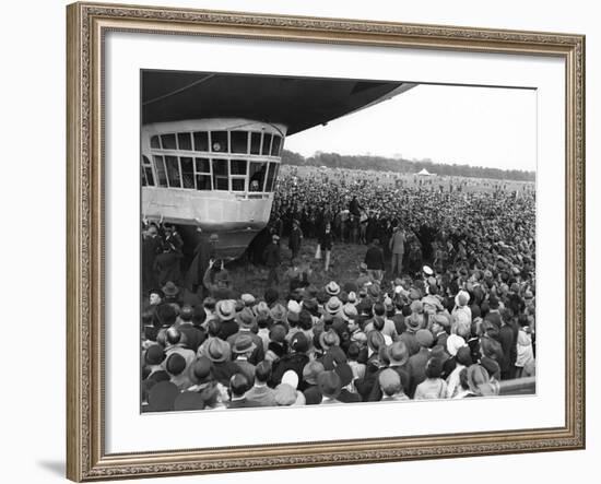 The Graf Zeppelin Airship at Hanworth Aerodrome Surrounded by Onlookers, 1931-null-Framed Photographic Print