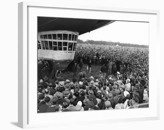 The Graf Zeppelin Airship at Hanworth Aerodrome Surrounded by Onlookers, 1931-null-Framed Photographic Print