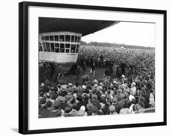 The Graf Zeppelin Airship at Hanworth Aerodrome Surrounded by Onlookers, 1931-null-Framed Photographic Print