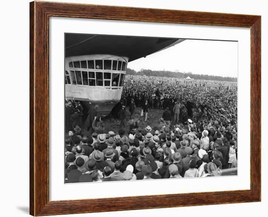 The Graf Zeppelin Airship at Hanworth Aerodrome Surrounded by Onlookers, 1931-null-Framed Photographic Print