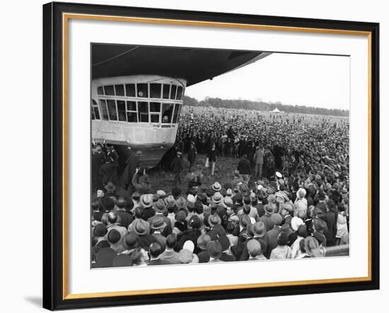 The Graf Zeppelin Airship at Hanworth Aerodrome Surrounded by Onlookers, 1931-null-Framed Photographic Print