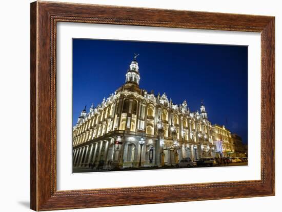 The Gran Teatro (Grand Theater) Illuminated at Night, Havana, Cuba, West Indies, Caribbean-Yadid Levy-Framed Photographic Print