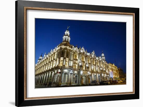 The Gran Teatro (Grand Theater) Illuminated at Night, Havana, Cuba, West Indies, Caribbean-Yadid Levy-Framed Photographic Print