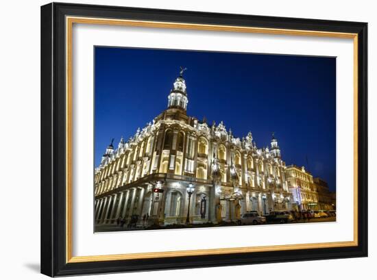 The Gran Teatro (Grand Theater) Illuminated at Night, Havana, Cuba, West Indies, Caribbean-Yadid Levy-Framed Photographic Print