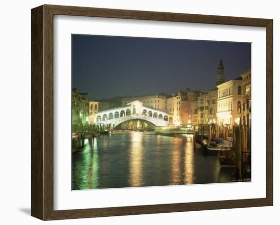 The Grand Canal and Rialto Bridge at Dusk, Venice, Unesco World Heritage Site, Veneto, Italy-Sergio Pitamitz-Framed Photographic Print