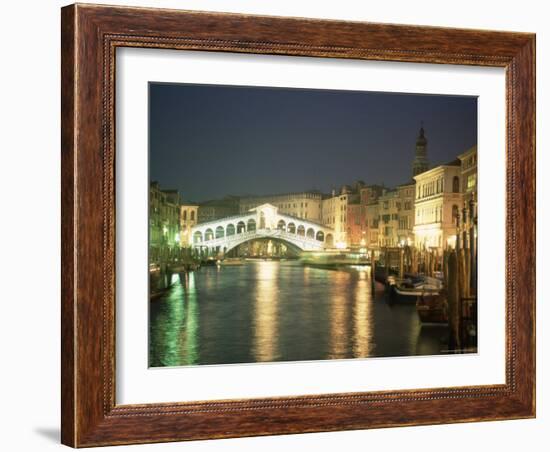 The Grand Canal and Rialto Bridge at Dusk, Venice, Unesco World Heritage Site, Veneto, Italy-Sergio Pitamitz-Framed Photographic Print