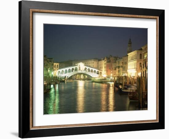 The Grand Canal and Rialto Bridge at Dusk, Venice, Unesco World Heritage Site, Veneto, Italy-Sergio Pitamitz-Framed Photographic Print