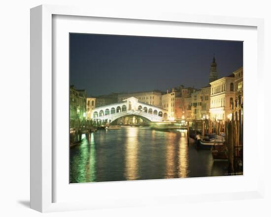 The Grand Canal and Rialto Bridge at Dusk, Venice, Unesco World Heritage Site, Veneto, Italy-Sergio Pitamitz-Framed Photographic Print