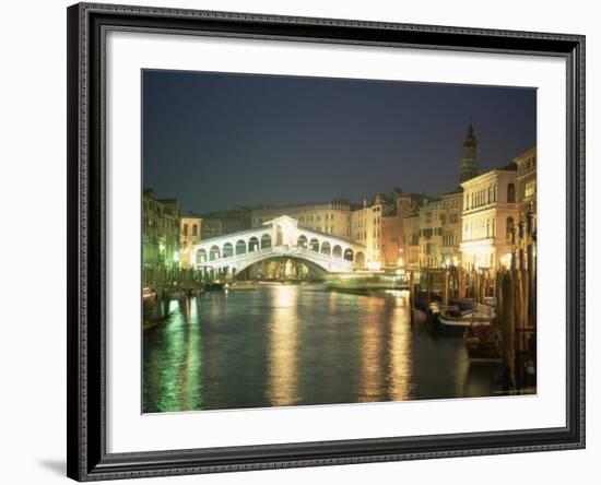 The Grand Canal and Rialto Bridge at Dusk, Venice, Unesco World Heritage Site, Veneto, Italy-Sergio Pitamitz-Framed Photographic Print